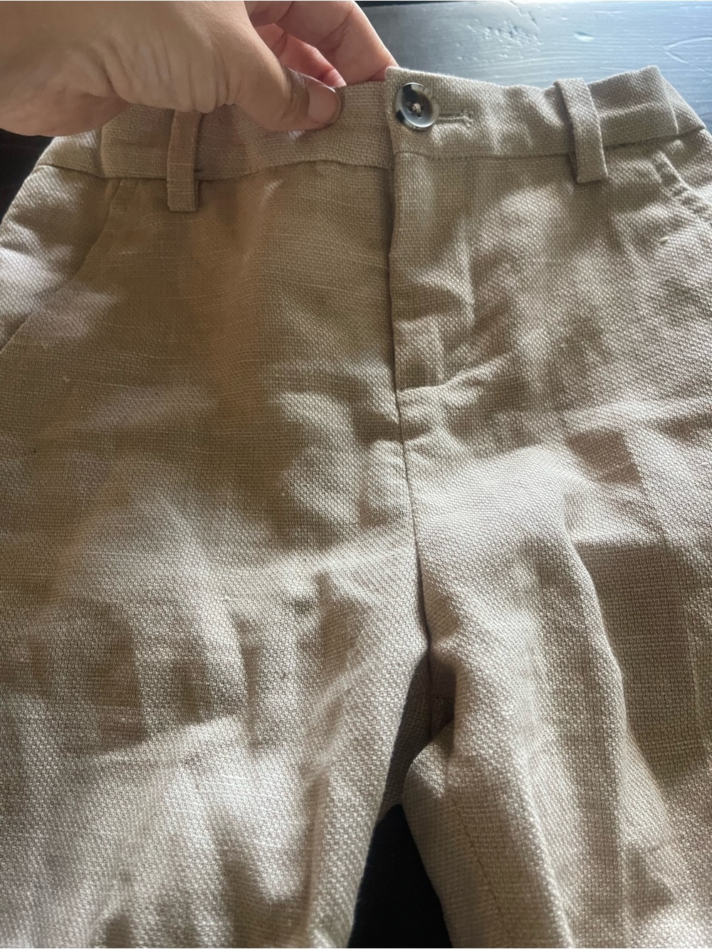 Beige Linen-Look Blazer & Pants Set with Bow tie Accent - Picture 5 of 9